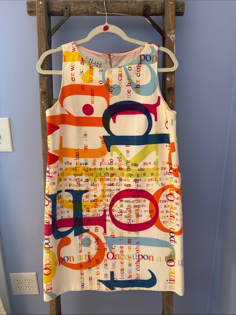 Vintage Moschino Cheap & Chic Colorful Typography Shift Dress